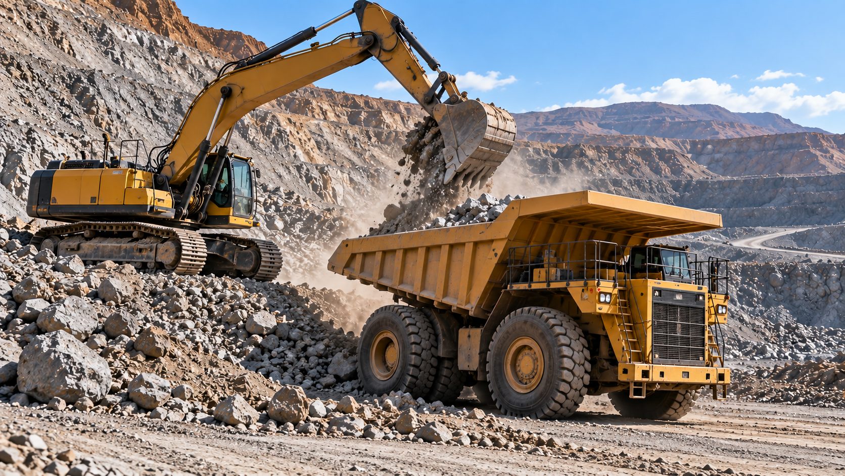 هماهنگی ماشین بارگیری با دامپتراک در عملیات معدنی